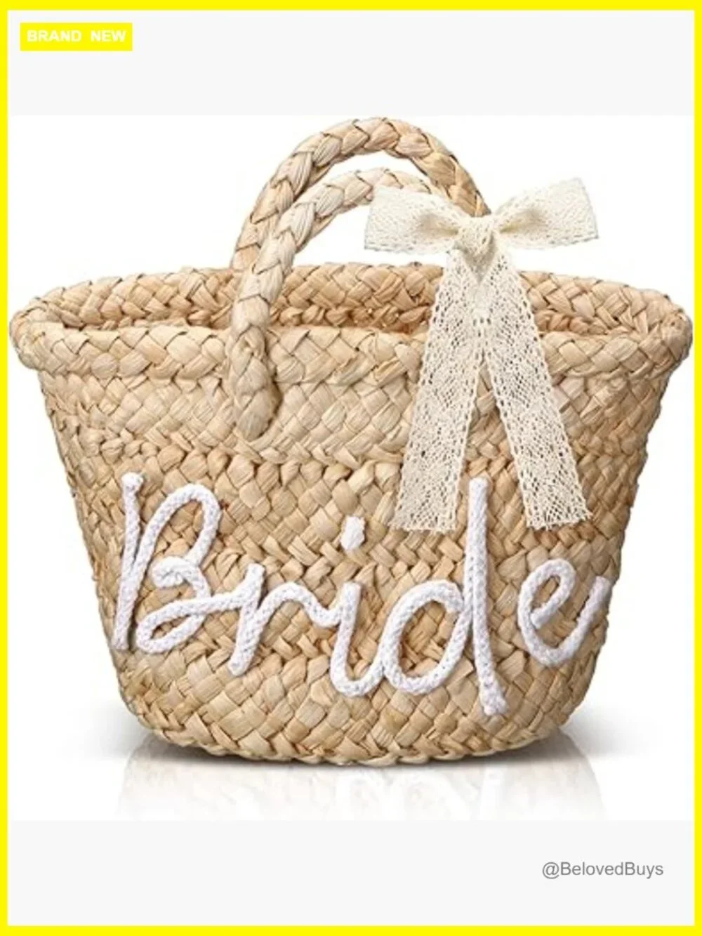 Straw Beach Tote with BRIDE Letters, Bachelorette Wedding Gift Bag - Picture 1 of 7